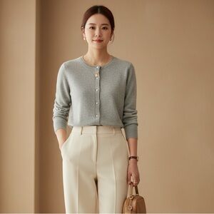 Elegant Gray Women's Cardigan